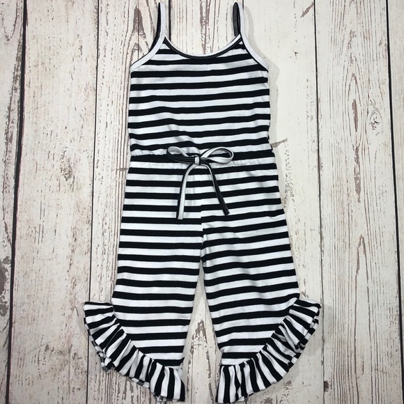 Other - NEW Black & White Striped Ruffle Jumpsuit